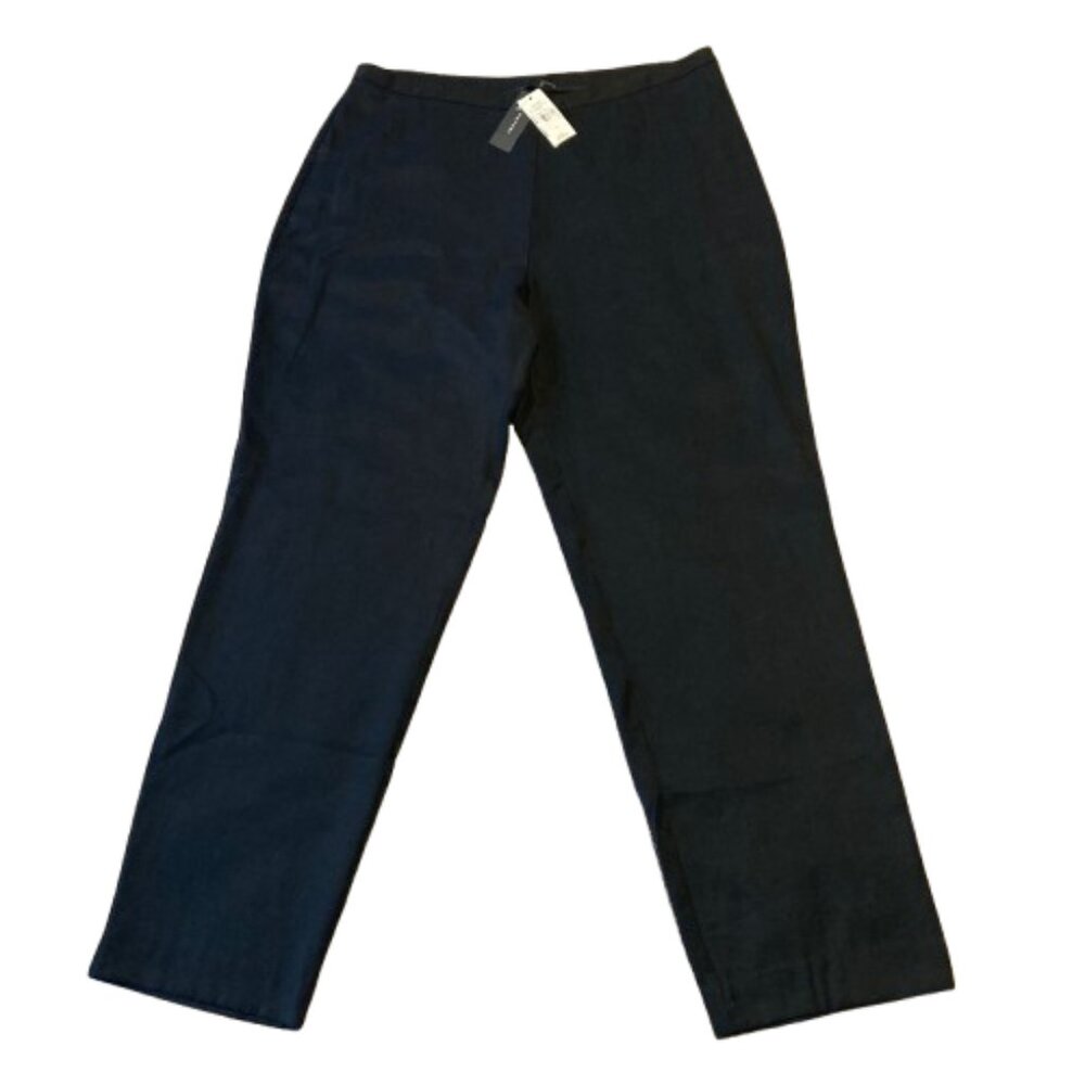 Natori Sanded Twill Side-Zip Tapered Pants Womens 14 Black NWT